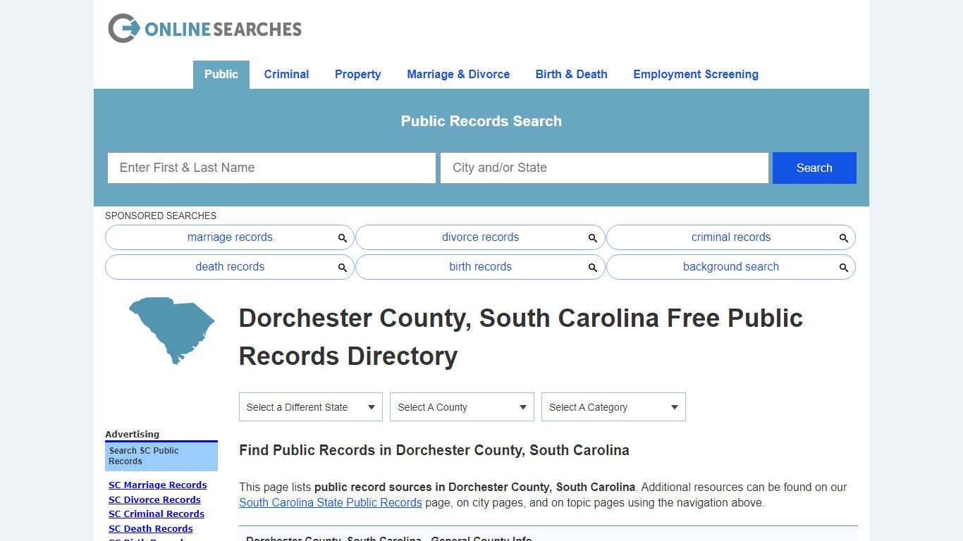 Dorchester County, South Carolina Public Records Directory